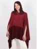 Super Soft Turtle Neck Side Slit Two-Tone Poncho